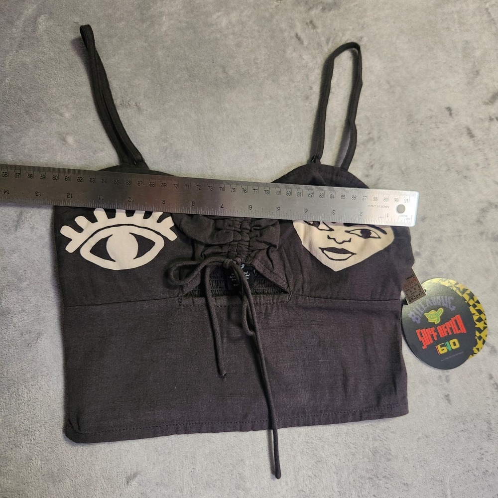 New Billabong x Mami Wata So Adorable Cami Crop Top XS Off Black Surf Africa Art - Picture 5 of 10